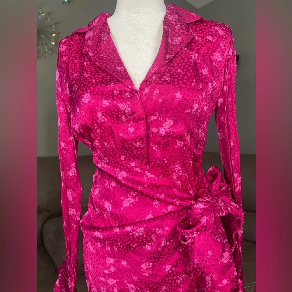 NWT Acler Evanston Satin Sheen Wrap Mini Dress Sz 2 Valentines Date Gift Party - Picture 5 of 16